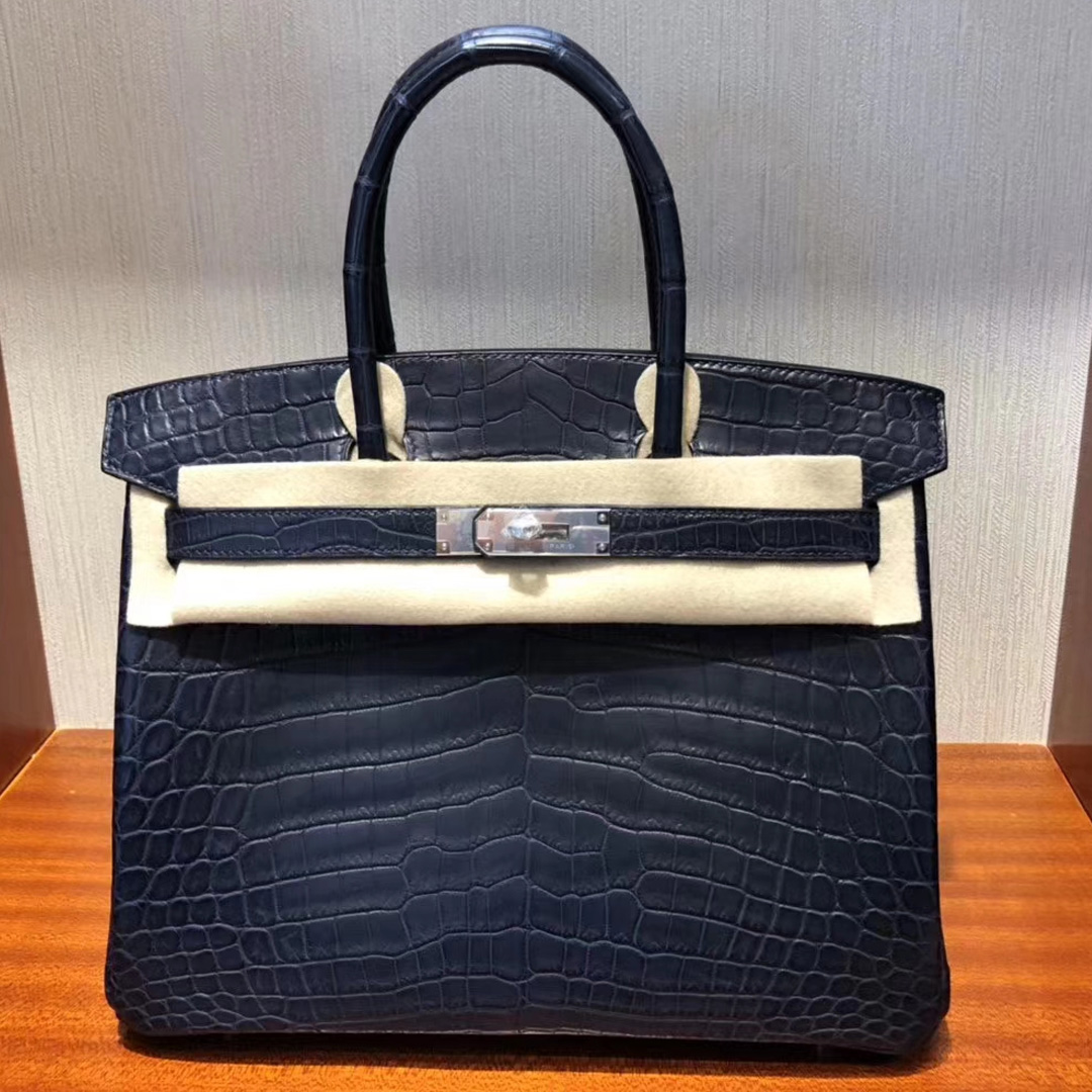 愛馬仕鉑金包什麽顏色最經典 Hermes Birkin 30CM CK76 深海藍 blue indgo 尼羅鱷