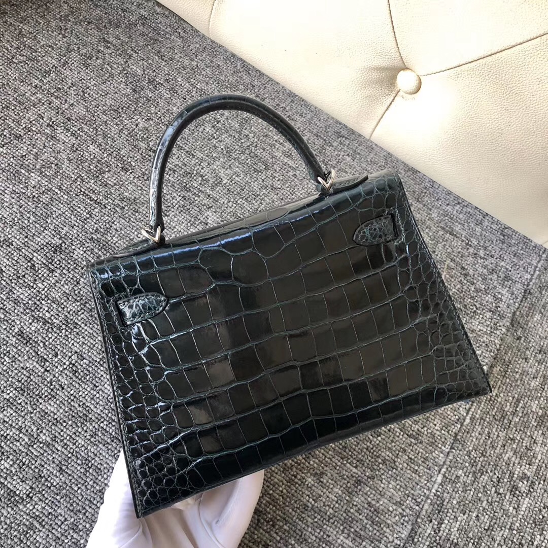 愛馬仕澳門永利酒店專賣店Hermes Kelly Mini 2代 美洲鱷 6O松柏綠 Vert Cypres