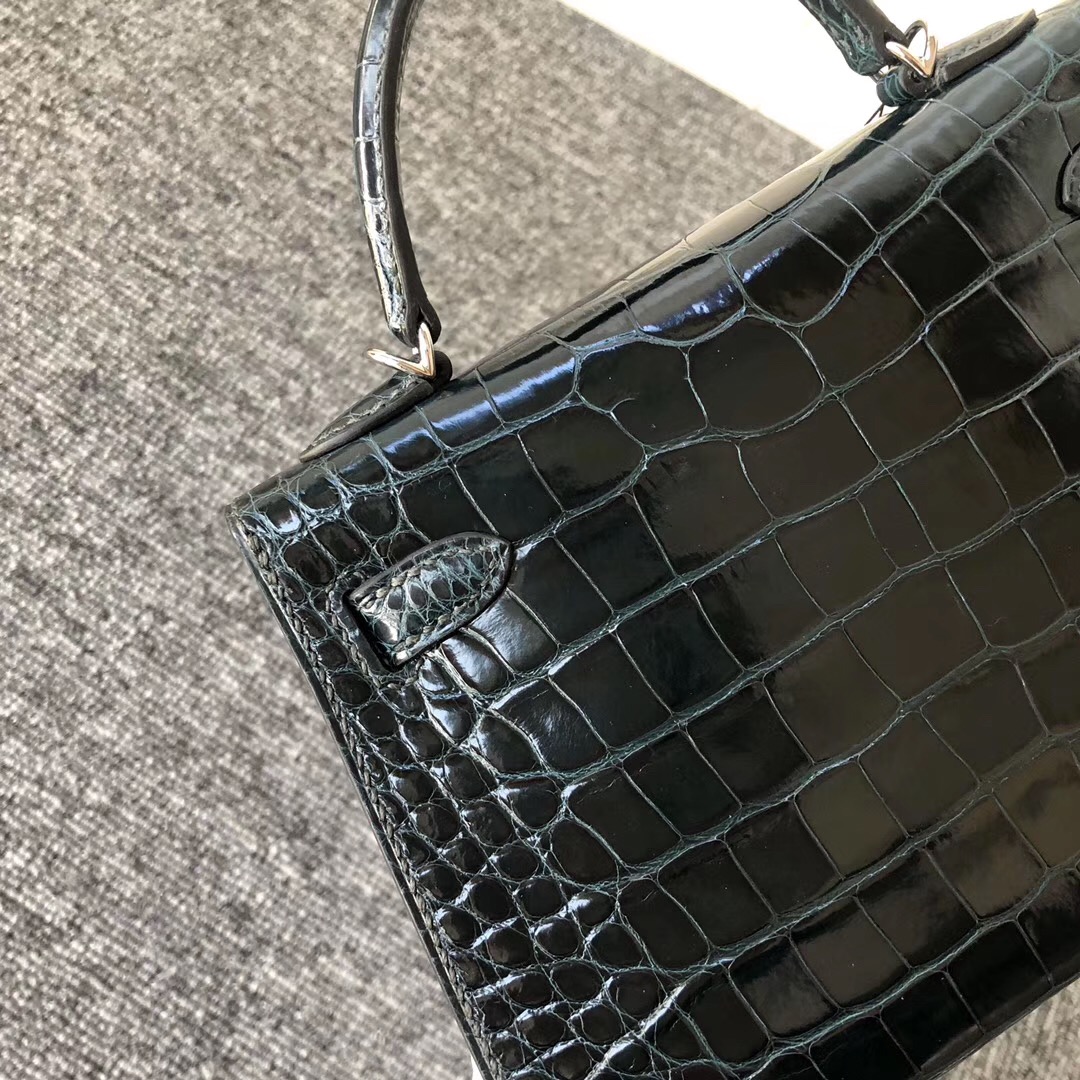 愛馬仕澳門永利酒店專賣店Hermes Kelly Mini 2代 美洲鱷 6O松柏綠 Vert Cypres