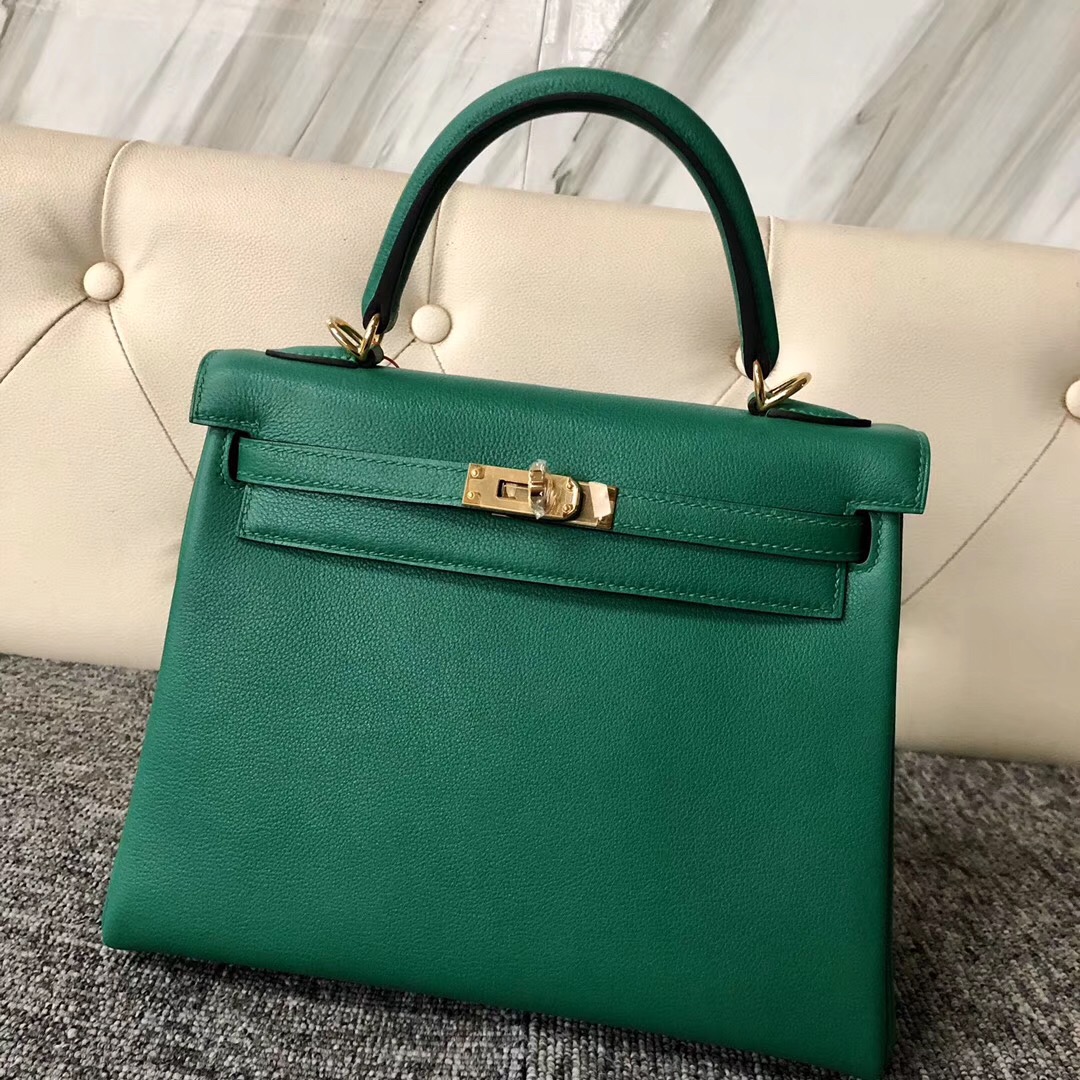 愛馬仕內縫凱莉包 Hermes Kelly 25cm 愛馬仕U4絲絨綠 Vert Verigo Everycolor