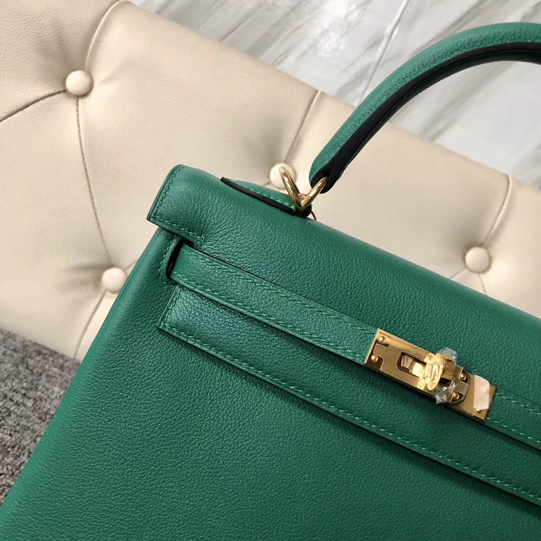 愛馬仕內縫凱莉包 Hermes Kelly 25cm 愛馬仕U4絲絨綠 Vert Verigo Everycolor