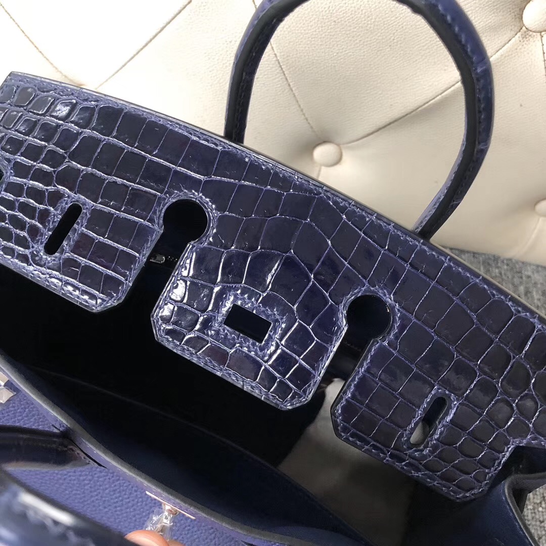 香港鉑金包定制 Hermes Birkin 30cm Touch M3墨水藍Blue Encre Togo 美洲鱷