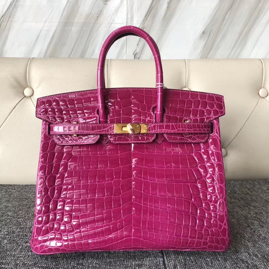 Hermes Birkin 25cm 尼羅供珠鱷魚 禦用正品五金 鍍24k真金 J5天方夜譚粉紫