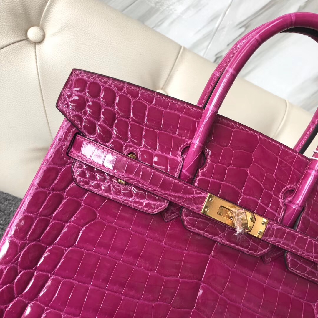 Hermes Birkin 25cm 尼羅供珠鱷魚 禦用正品五金 鍍24k真金 J5天方夜譚粉紫