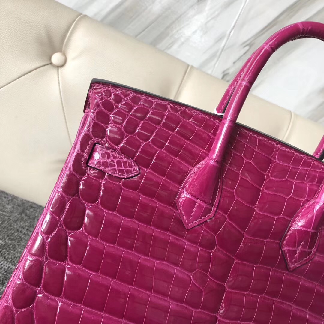 Hermes Birkin 25cm 尼羅供珠鱷魚 禦用正品五金 鍍24k真金 J5天方夜譚粉紫