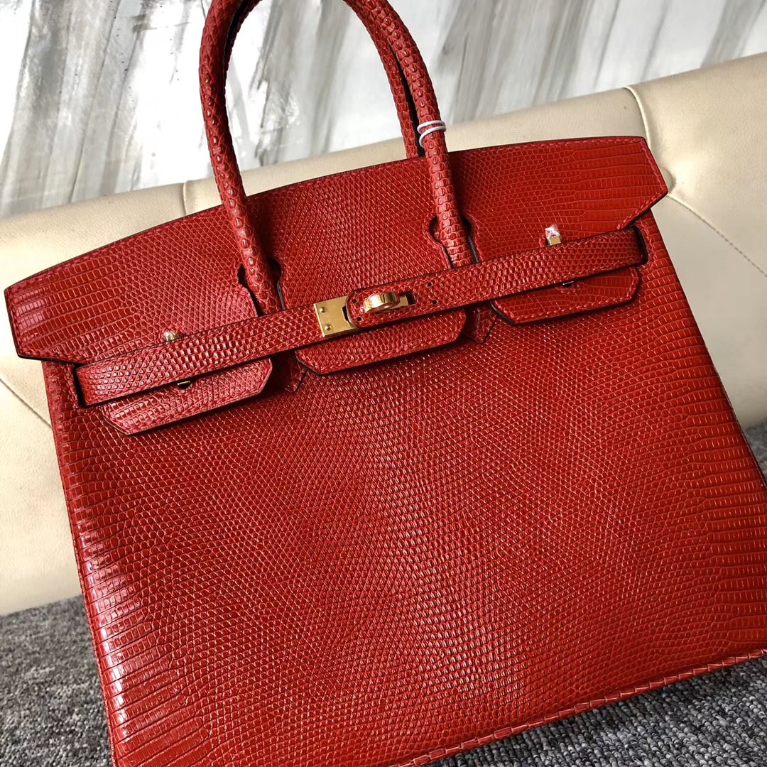 愛馬仕包包臺灣網站 蜥蜴皮鉑金包 Hermes Birkin 25cm Q5 Rose casaque 國旗紅 Lizard