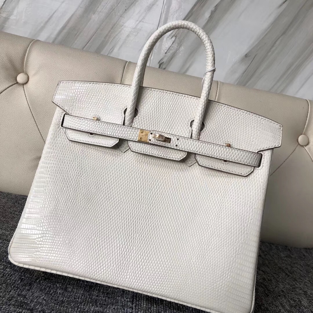 臺灣新北市愛馬仕鉑金包 Hermes Birkin 25cm Lizard 8L奶油白 Beton