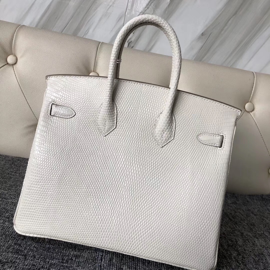 臺灣新北市愛馬仕鉑金包 Hermes Birkin 25cm Lizard 8L奶油白 Beton