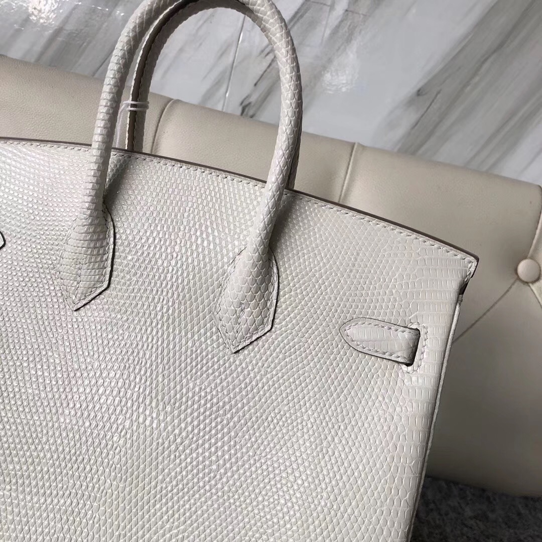 臺灣新北市愛馬仕鉑金包 Hermes Birkin 25cm Lizard 8L奶油白 Beton