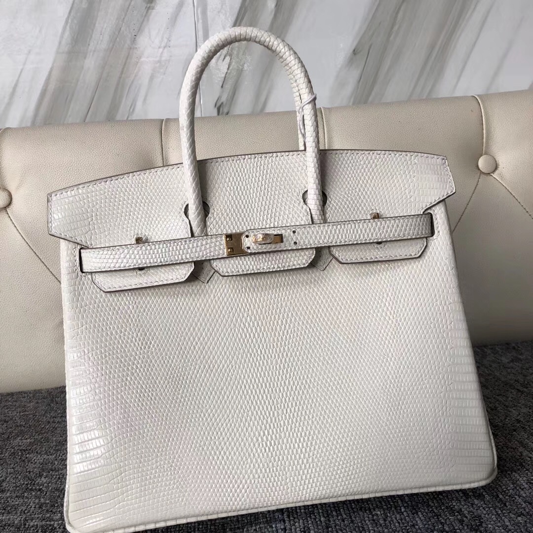 臺灣新北市愛馬仕鉑金包 Hermes Birkin 25cm Lizard 8L奶油白 Beton