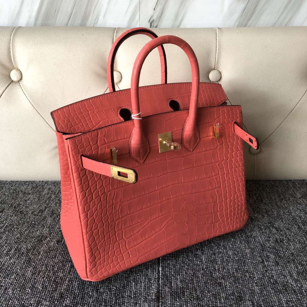 愛馬仕包包臺灣網站 Taiwan Hermes Birkin 25cm 美洲鱷 A5 Bouganinviller 杜鵑紅