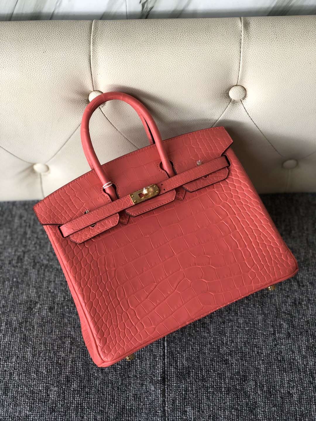 愛馬仕包包臺灣網站 Taiwan Hermes Birkin 25cm 美洲鱷 A5 Bouganinviller 杜鵑紅