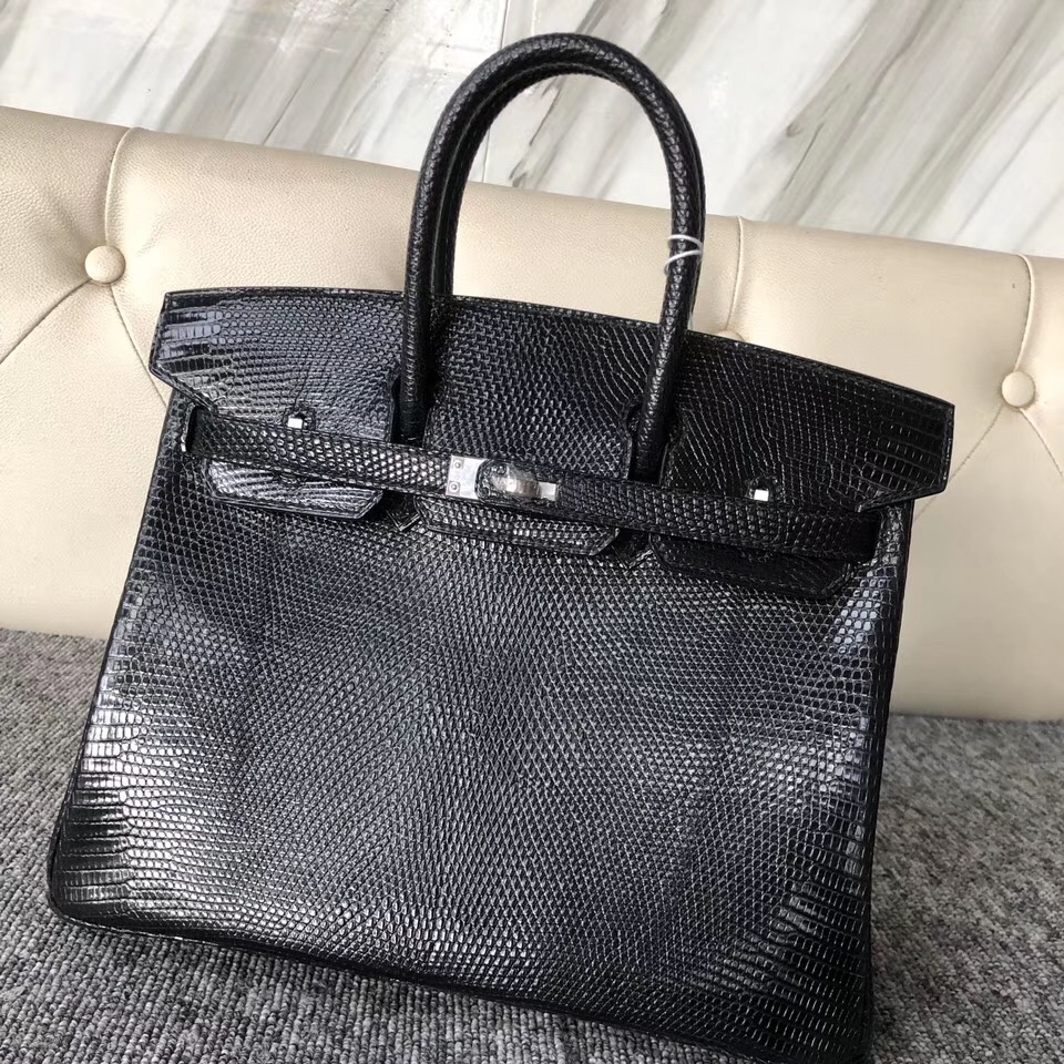 臺灣新北市愛馬仕包包真偽辨別 Hermes Birkin 25cm Lizard 蜥蜴皮 ck89 黑色 Noir