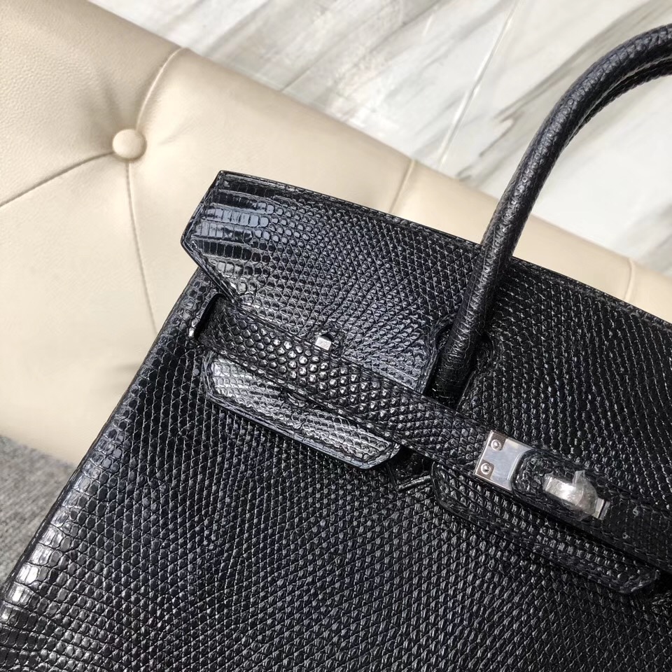 臺灣新北市愛馬仕包包真偽辨別 Hermes Birkin 25cm Lizard 蜥蜴皮 ck89 黑色 Noir