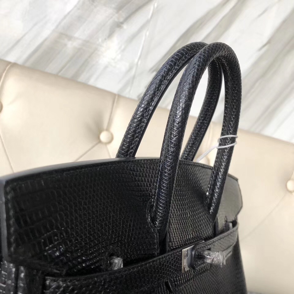 臺灣新北市愛馬仕包包真偽辨別 Hermes Birkin 25cm Lizard 蜥蜴皮 ck89 黑色 Noir