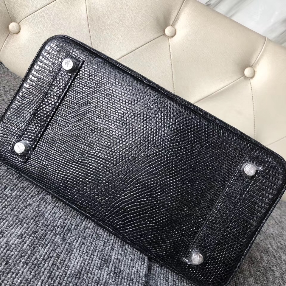 臺灣新北市愛馬仕包包真偽辨別 Hermes Birkin 25cm Lizard 蜥蜴皮 ck89 黑色 Noir