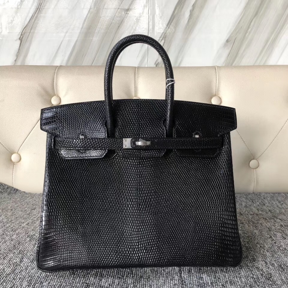 臺灣新北市愛馬仕包包真偽辨別 Hermes Birkin 25cm Lizard 蜥蜴皮 ck89 黑色 Noir