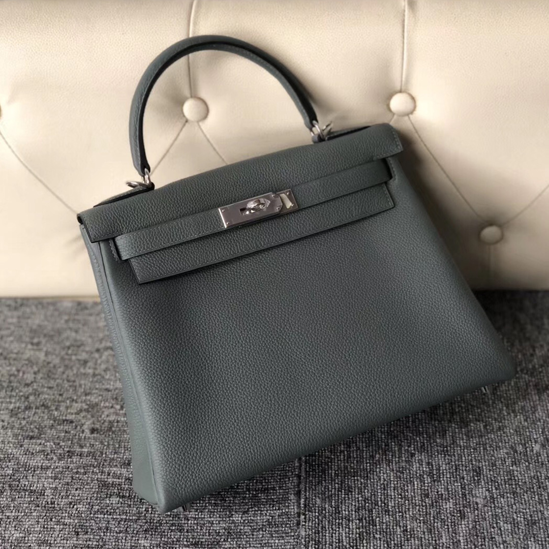 愛馬仕內縫凱莉包 Singapore Hermes Kelly 28cm togo CC63杏綠色 Vert Amande