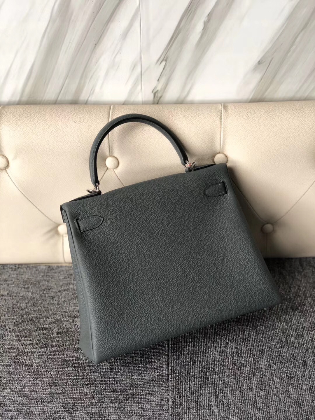 愛馬仕內縫凱莉包 Singapore Hermes Kelly 28cm togo CC63杏綠色 Vert Amande