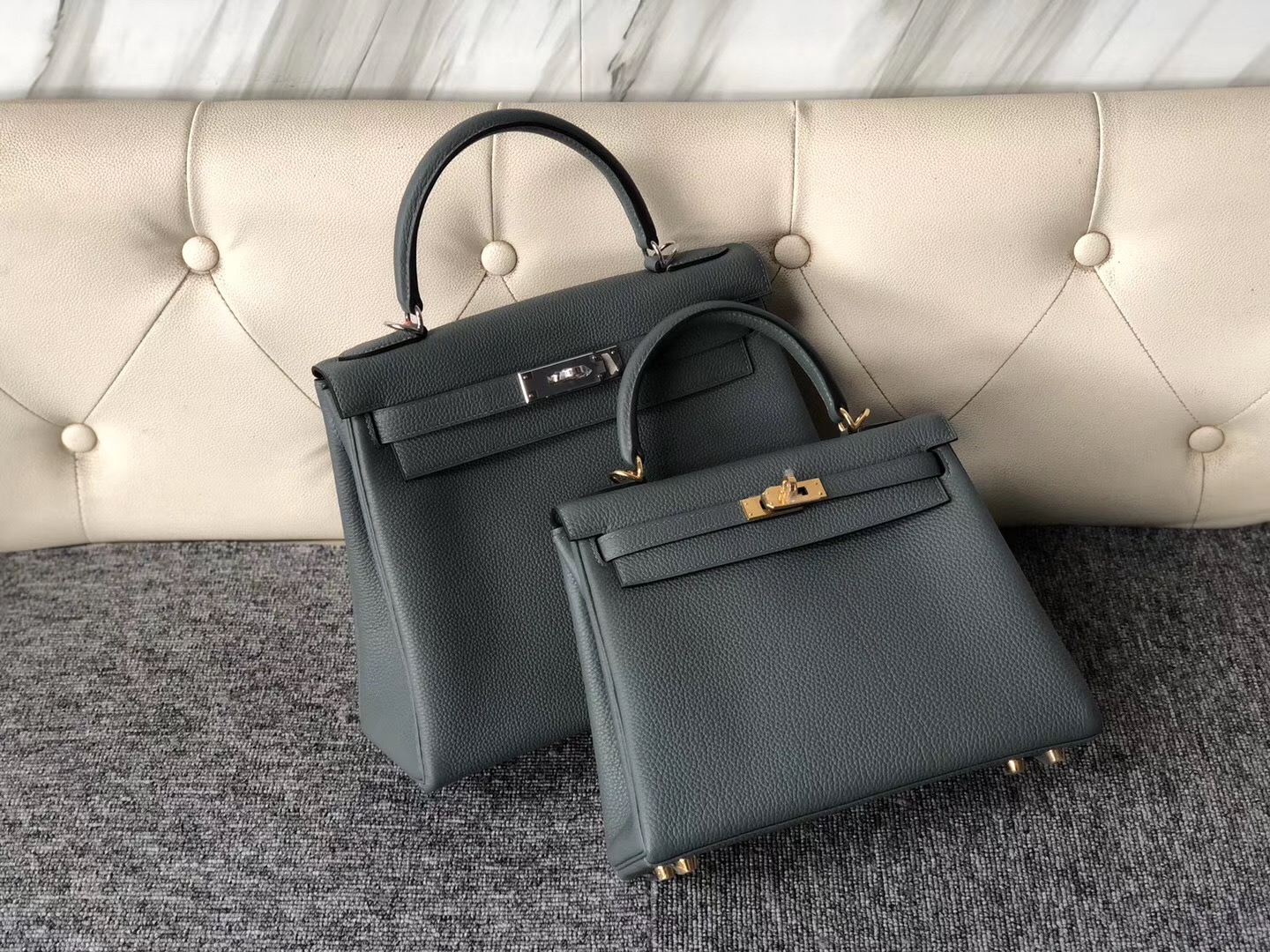 愛馬仕內縫凱莉包 Singapore Hermes Kelly 28cm togo CC63杏綠色 Vert Amande