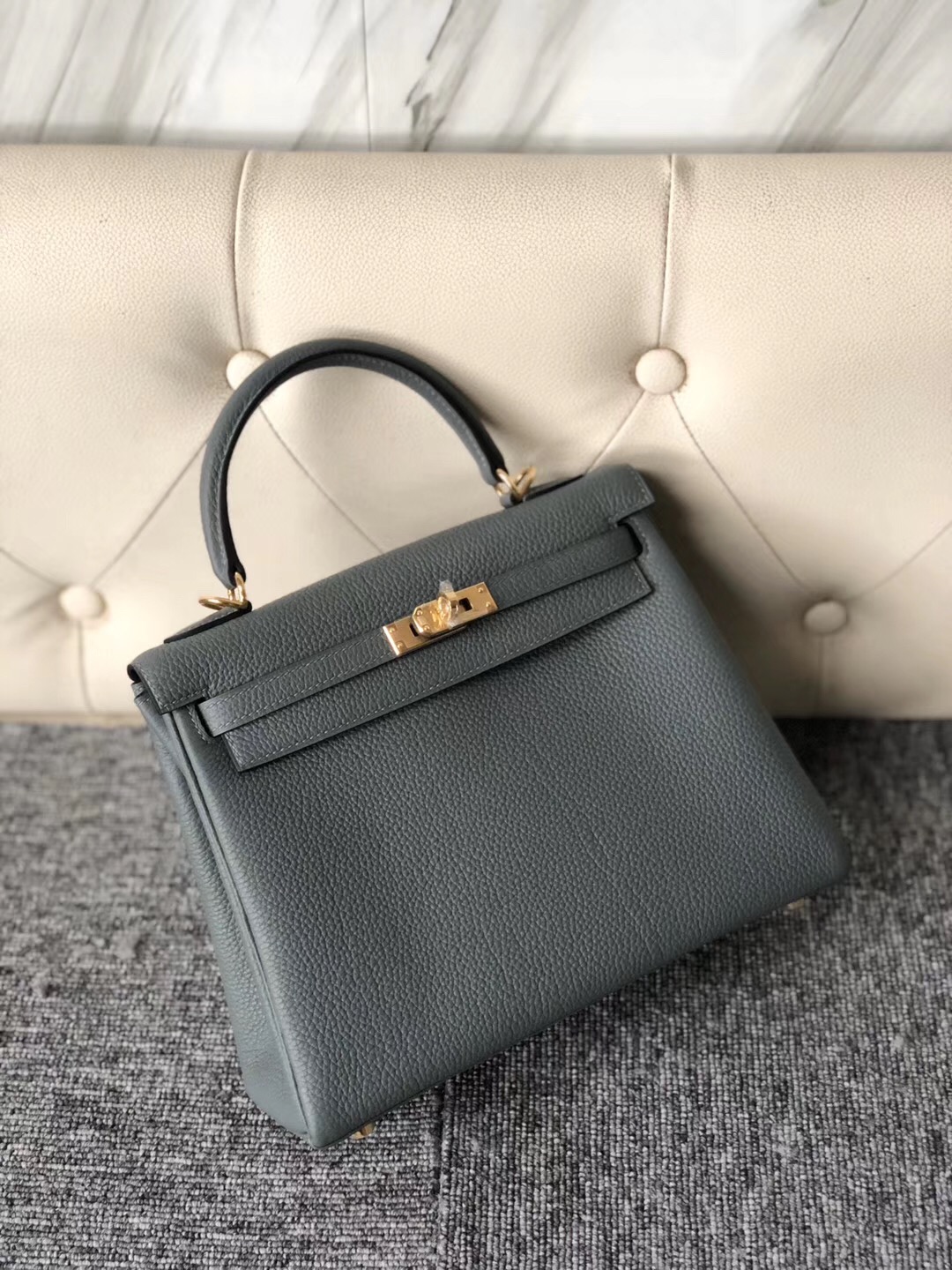 Singapore Hermes Kelly 25cm Epsom / togo CC63杏綠色 Vert Amande