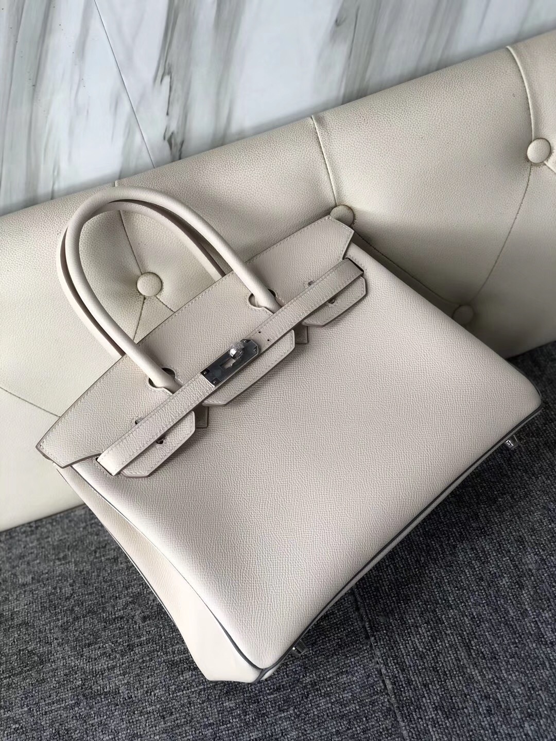 臺灣愛馬仕內拼色鉑金包 Hermes Birkin 30cm ck10奶昔白拼cc63杏綠色