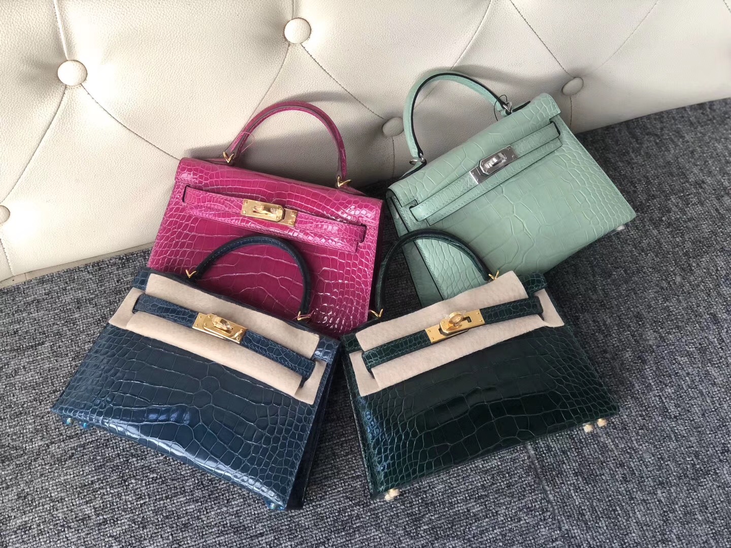 Taiwan Hermes Kelly Mini 2代 美洲鱷 1P鴨子藍Blue Colvert 6u新薄荷綠 CK67祖母綠