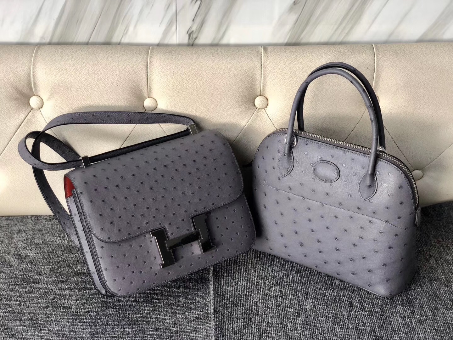 康斯坦空姐包多少錢 Hermes Constance 24cm CK82瑪瑙灰 gris agate內拼大紅色