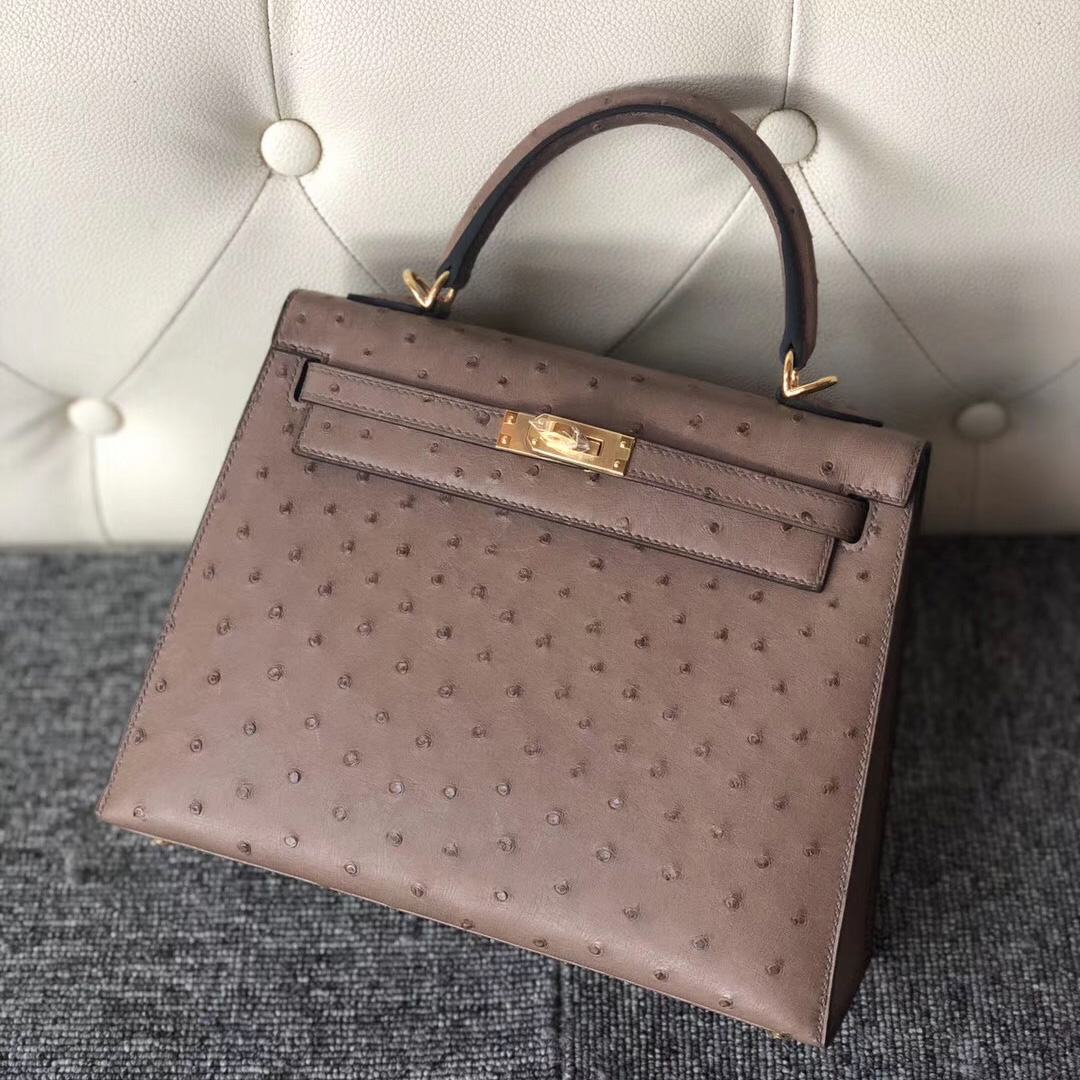 臺灣臺中市愛馬仕鴕鳥皮凱莉包 Taiwan Hermes Kelly 25cm Ostrich 南非鴕鳥皮