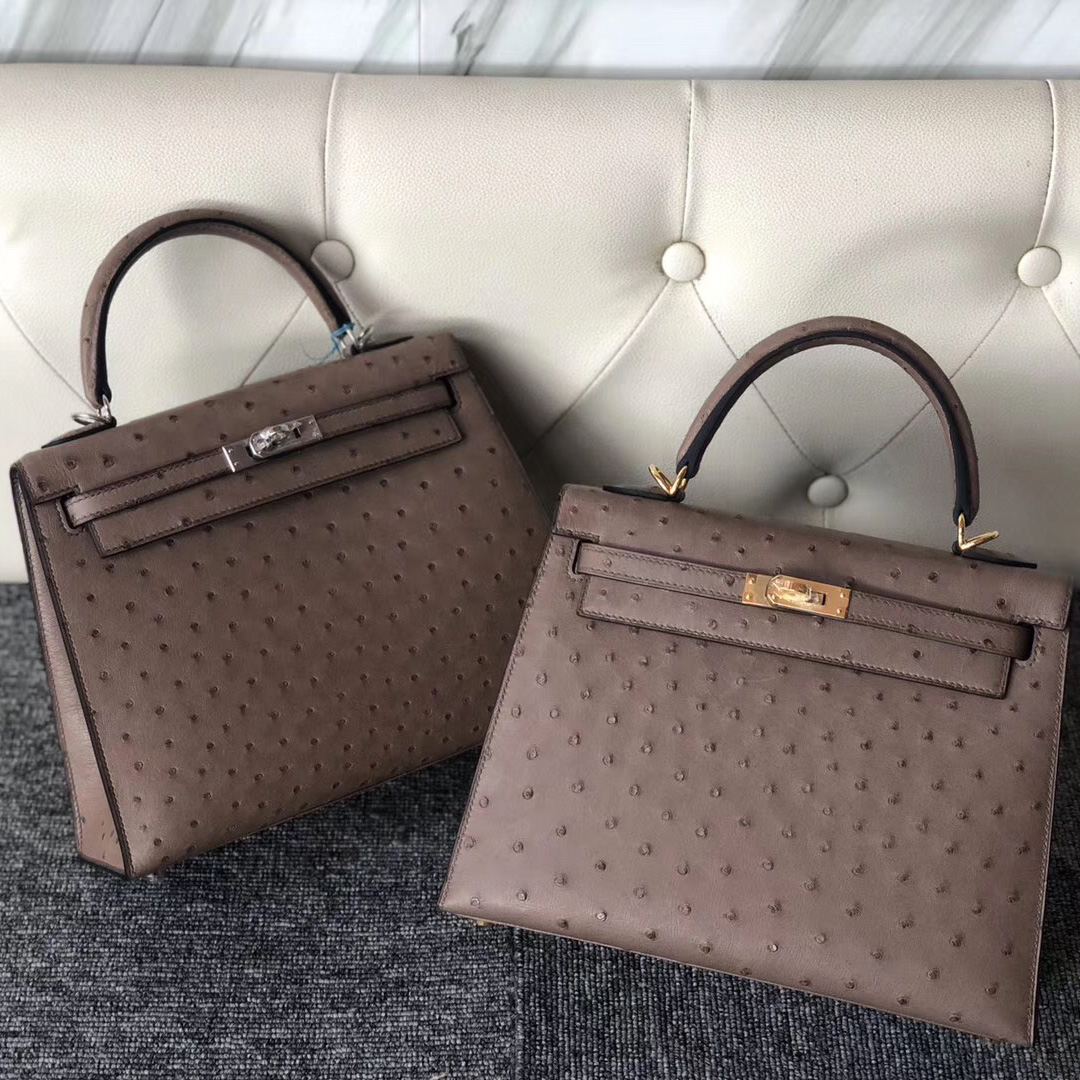 臺灣臺中市愛馬仕鴕鳥皮凱莉包 Taiwan Hermes Kelly 25cm Ostrich 南非鴕鳥皮