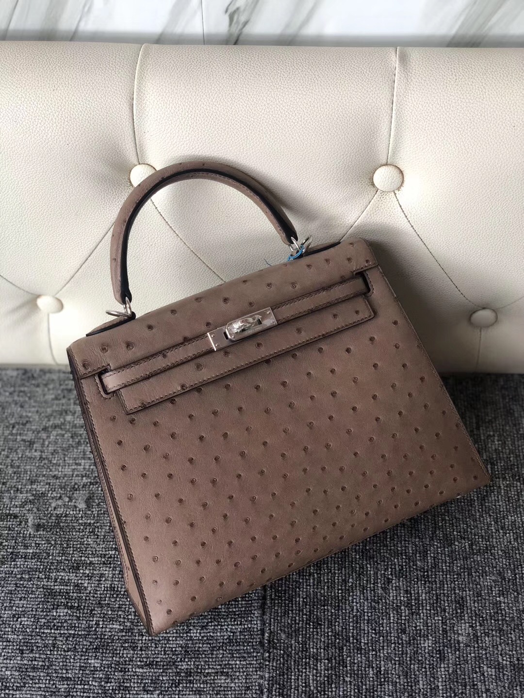 臺灣臺中市愛馬仕鴕鳥皮凱莉包 Taiwan Hermes Kelly 25cm Ostrich 南非鴕鳥皮