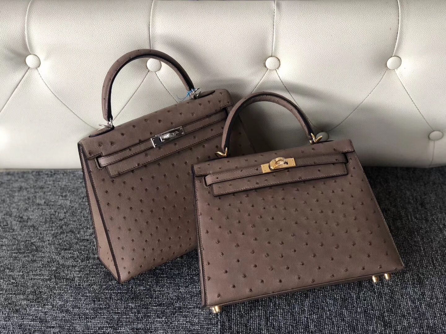 臺灣臺中市愛馬仕鴕鳥皮凱莉包 Taiwan Hermes Kelly 25cm Ostrich 南非鴕鳥皮