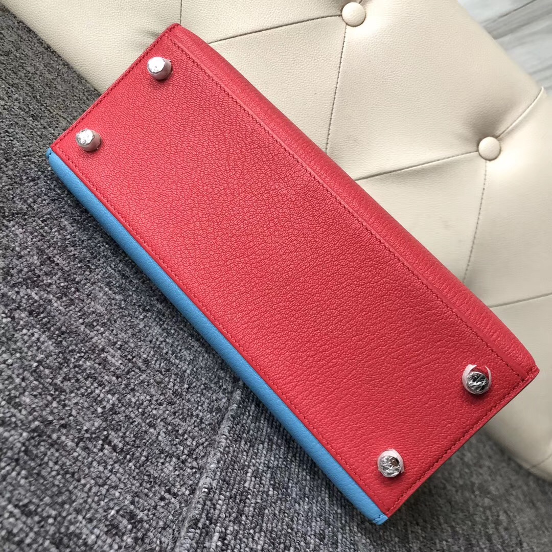 Hong Kong Hermes Kelly 25cm Hss Chevre三拼色 i6極致粉/7n糖果藍/9r檸檬黃