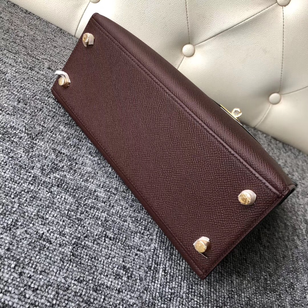 香港外縫拼色凱莉包 Hong Kong Hermes Kelly 25cm Hss ck57波爾多酒紅/7F孔雀藍