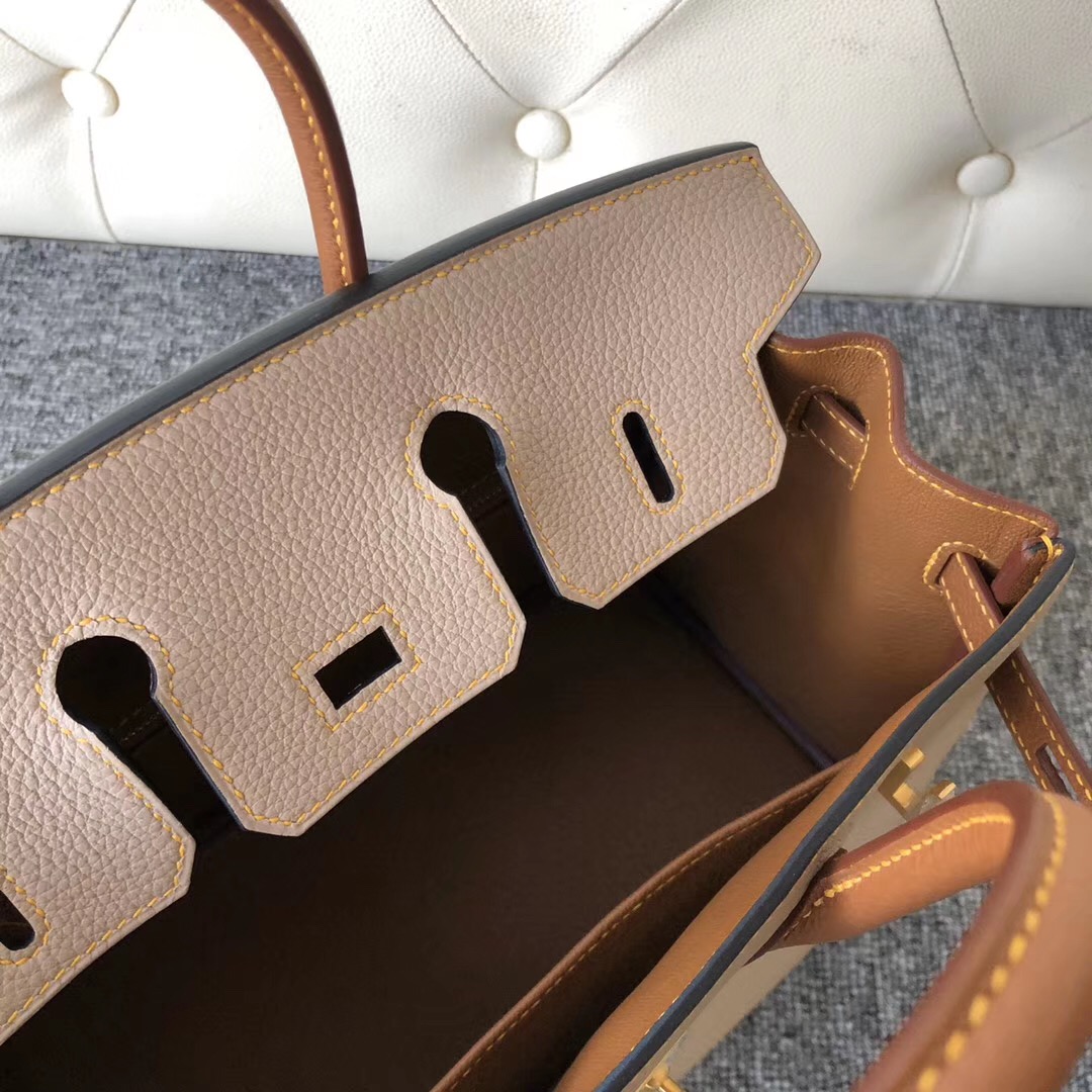 香港觀塘區 大埔區鉑金包 Hermes Birkin 25cm S2風衣灰/CK37金棕色 拉絲金扣