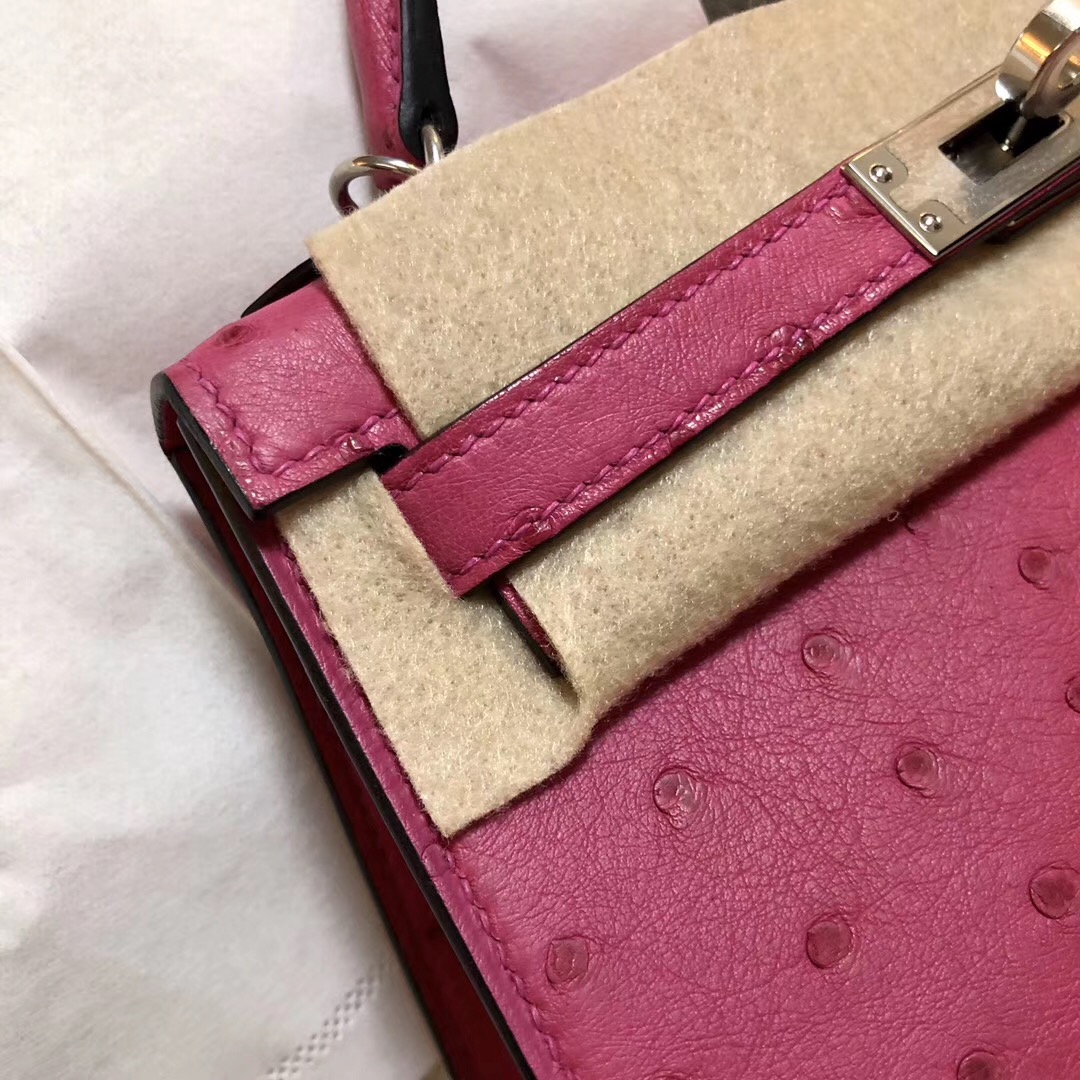 Sydney Australia Hermes Kelly Mini 2代 19cm Ostrich E5 Rose Tyrien 桃紅色