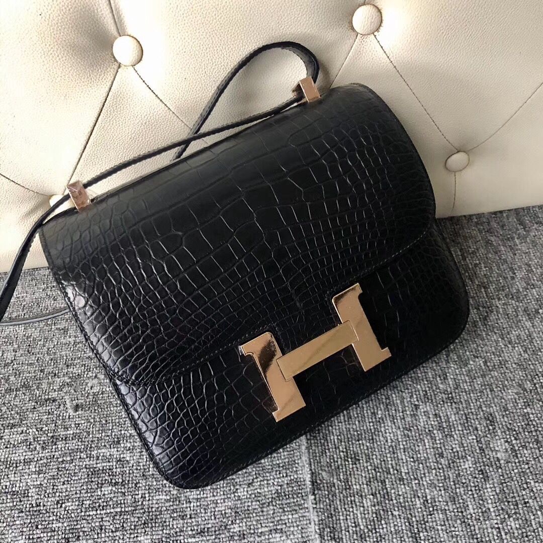 香港觀塘區 東區 愛馬仕包包官網 Hermes Constance 24cm CK89黑色 Noir 玫瑰金扣