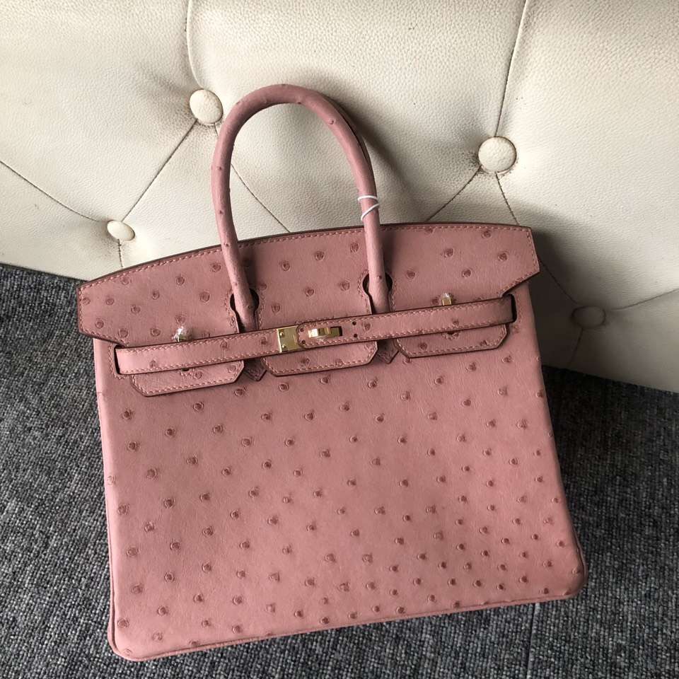 香港中區西區愛馬仕鉑金包 Hermes Birkin 25cm CC94陶瓷粉 TerreCuite 鴕鳥皮