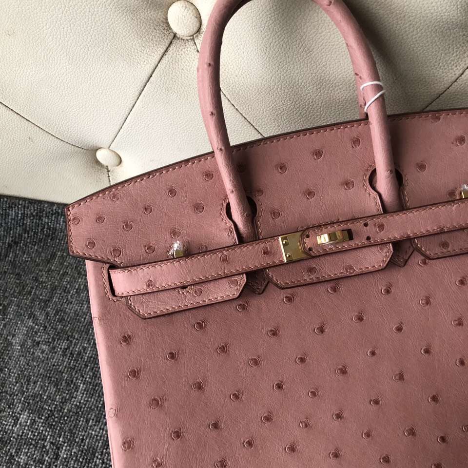 香港中區西區愛馬仕鉑金包 Hermes Birkin 25cm CC94陶瓷粉 TerreCuite 鴕鳥皮