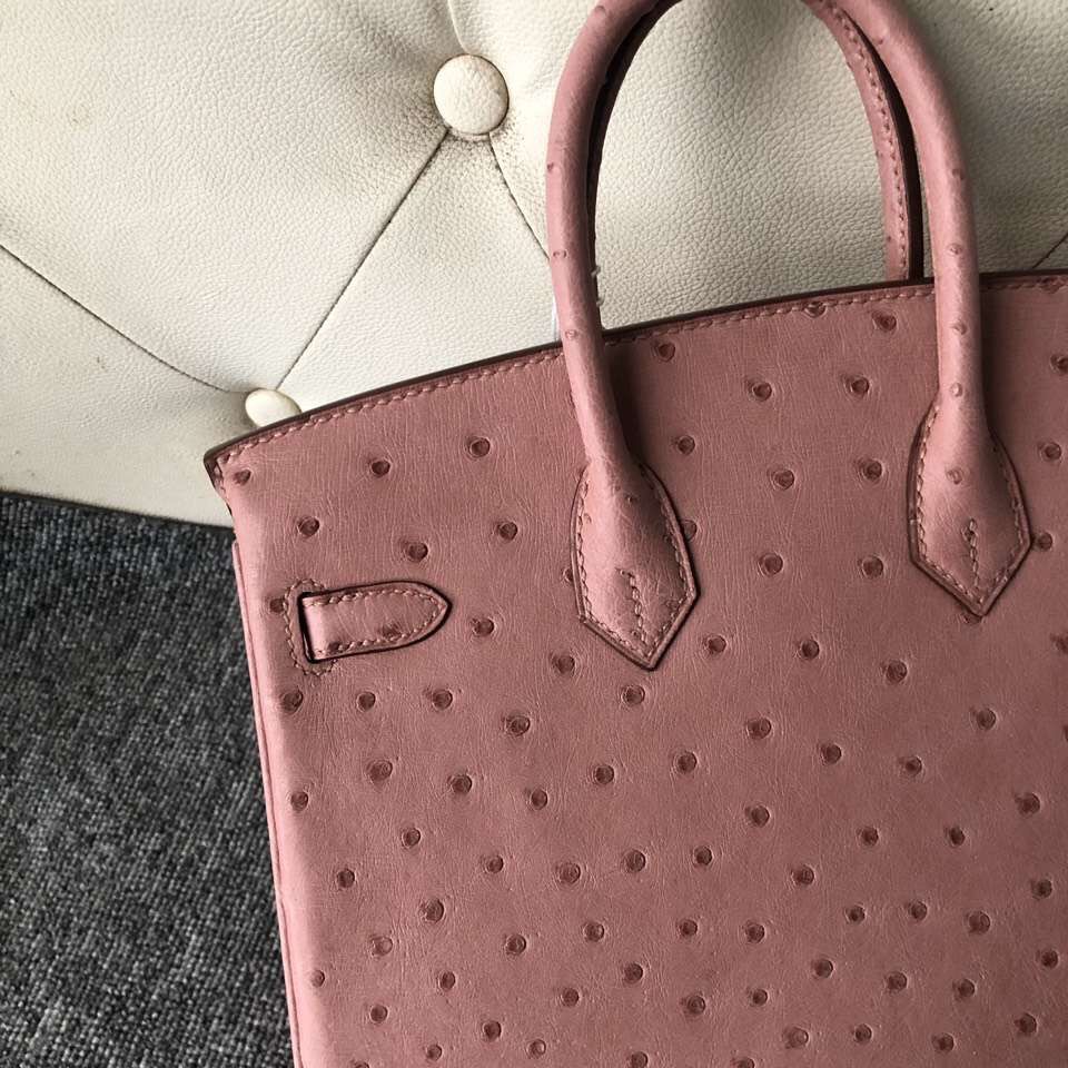 香港中區西區愛馬仕鉑金包 Hermes Birkin 25cm CC94陶瓷粉 TerreCuite 鴕鳥皮