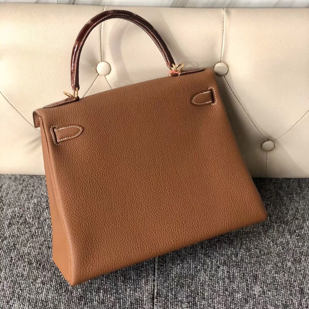 Hermes Kelly 28cm Touch ck37金棕色 gold Togo皮 CC31蜜糖棕 美洲鱷