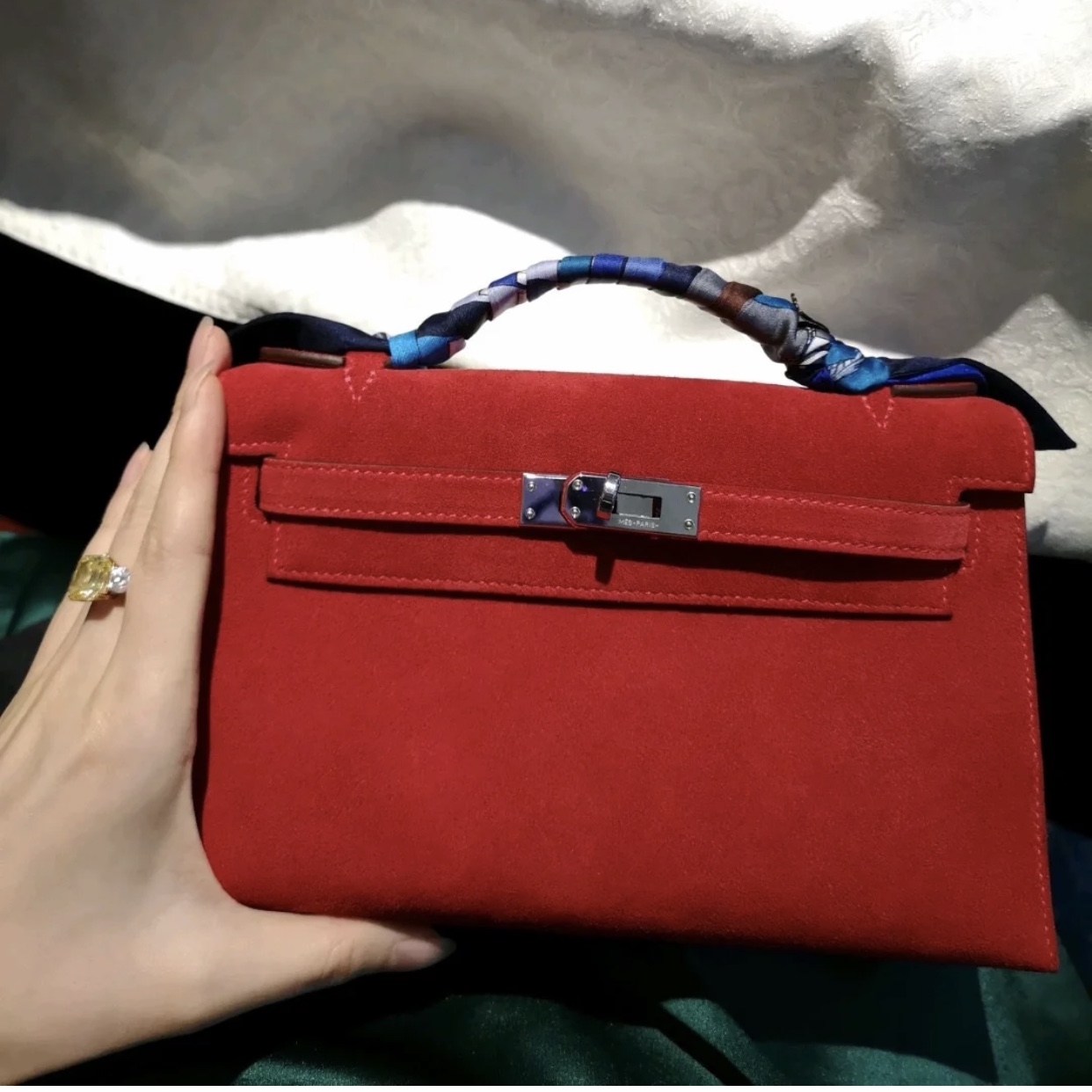 愛馬仕迷妳凱莉包壹代 Hermes Mini Kelly Pochette 羊皮反絨 麂皮 Boblis Suede