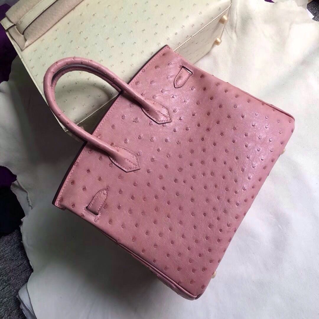 香港中區西區愛馬仕鉑金包 Hermes Birkin 25cm CC94陶瓷粉 TerreCuite 鴕鳥皮