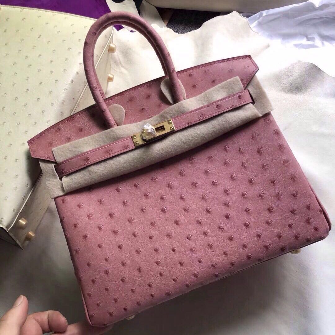 香港中區西區愛馬仕鉑金包 Hermes Birkin 25cm CC94陶瓷粉 TerreCuite 鴕鳥皮