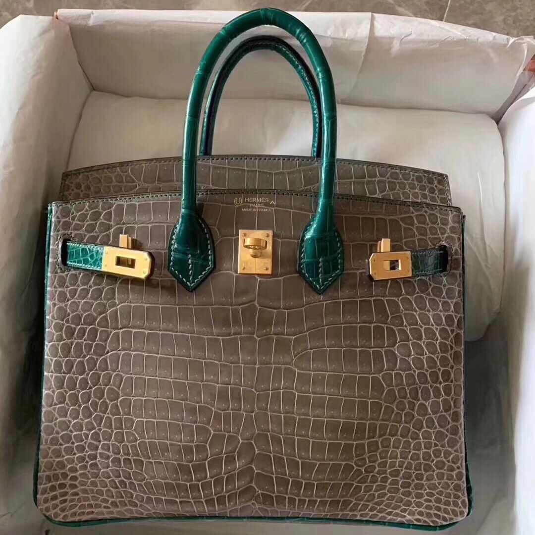 Hermes Birkin 25cm Hss CK81斑鳩灰 Gris Tourterelle 6Q翡翠綠 Vert emeraude