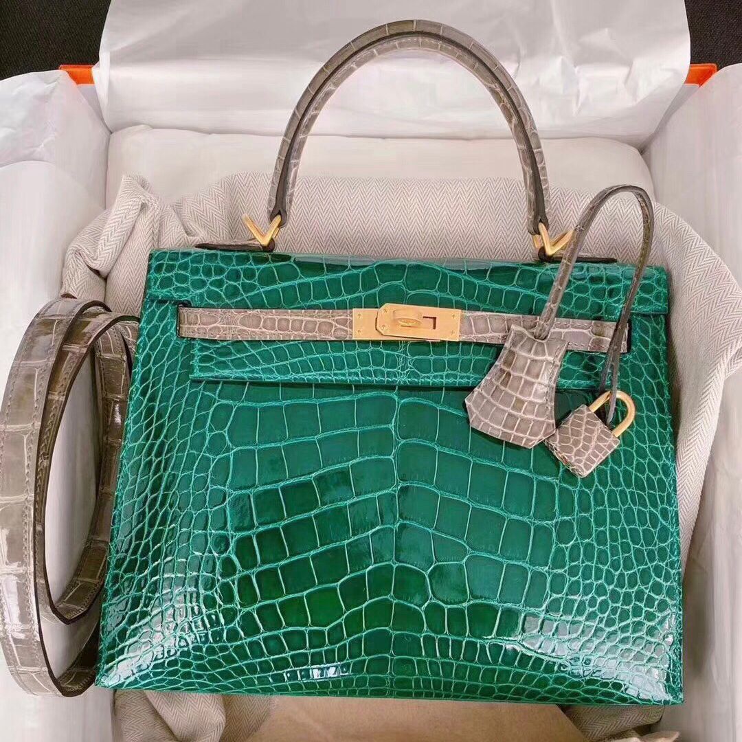 Hermes Kelly 25cm Hss 6Q翡翠綠Vert emeraude CK81 Gris Tourterelle斑鳩灰