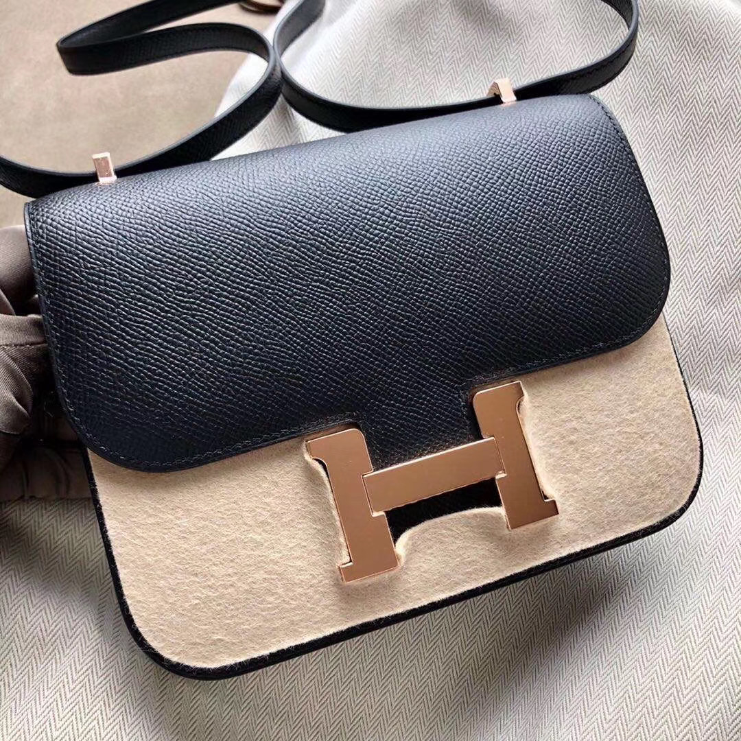 愛馬仕康斯坦空姐包價格及圖片 Hermes Constance 19cm CK89黑色 內拼 紅色