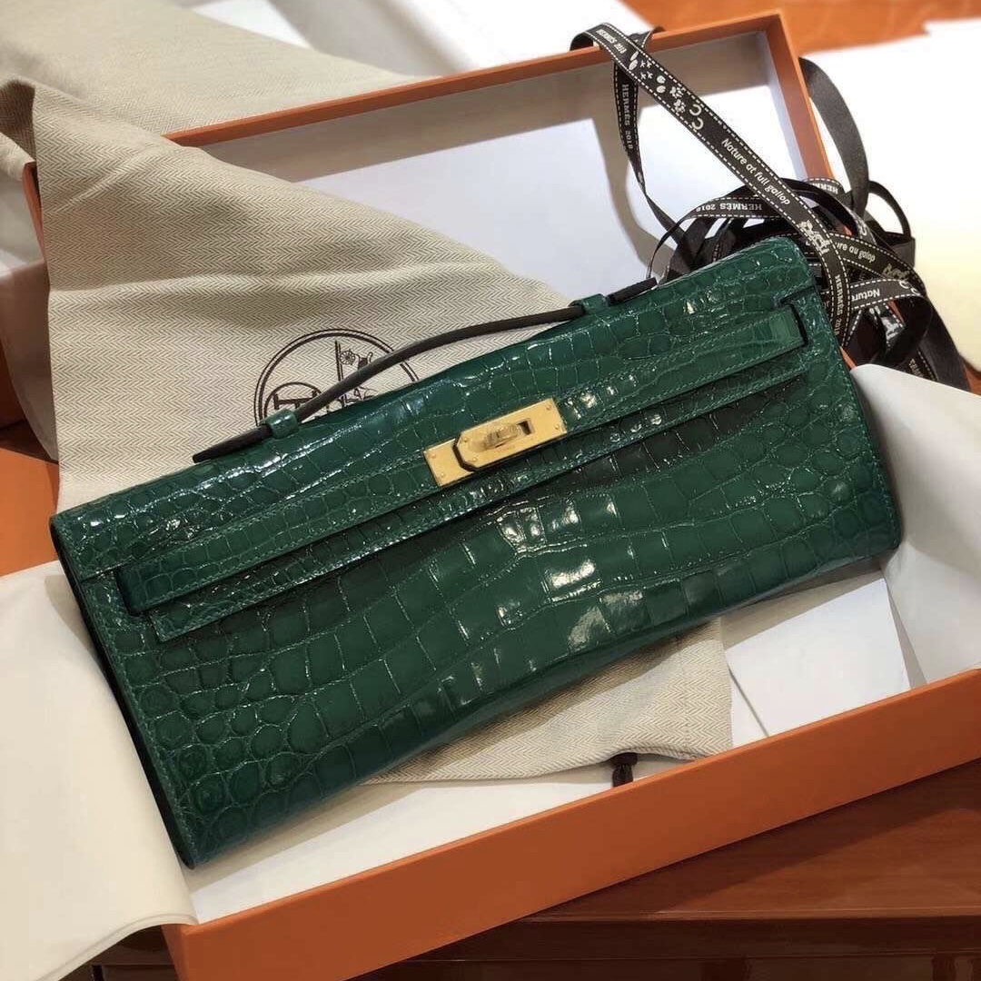 愛馬仕 Hermes Kelly cut 31cm HCP亮面兩點 尼羅鱷魚 Shiny nilo crocodile