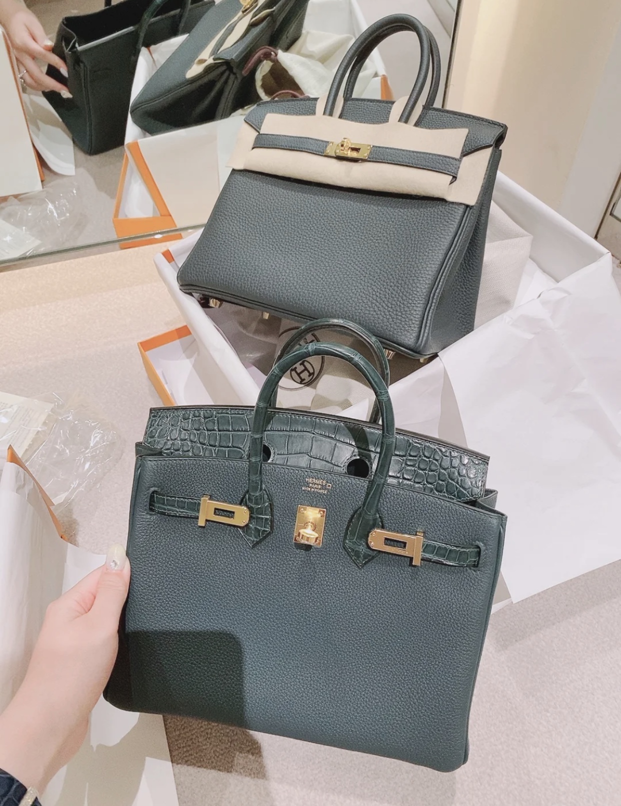 愛馬仕盧梭綠鉑金包 Hermes Birkin 25cm V0 盧梭綠 vert rousseau Togo皮