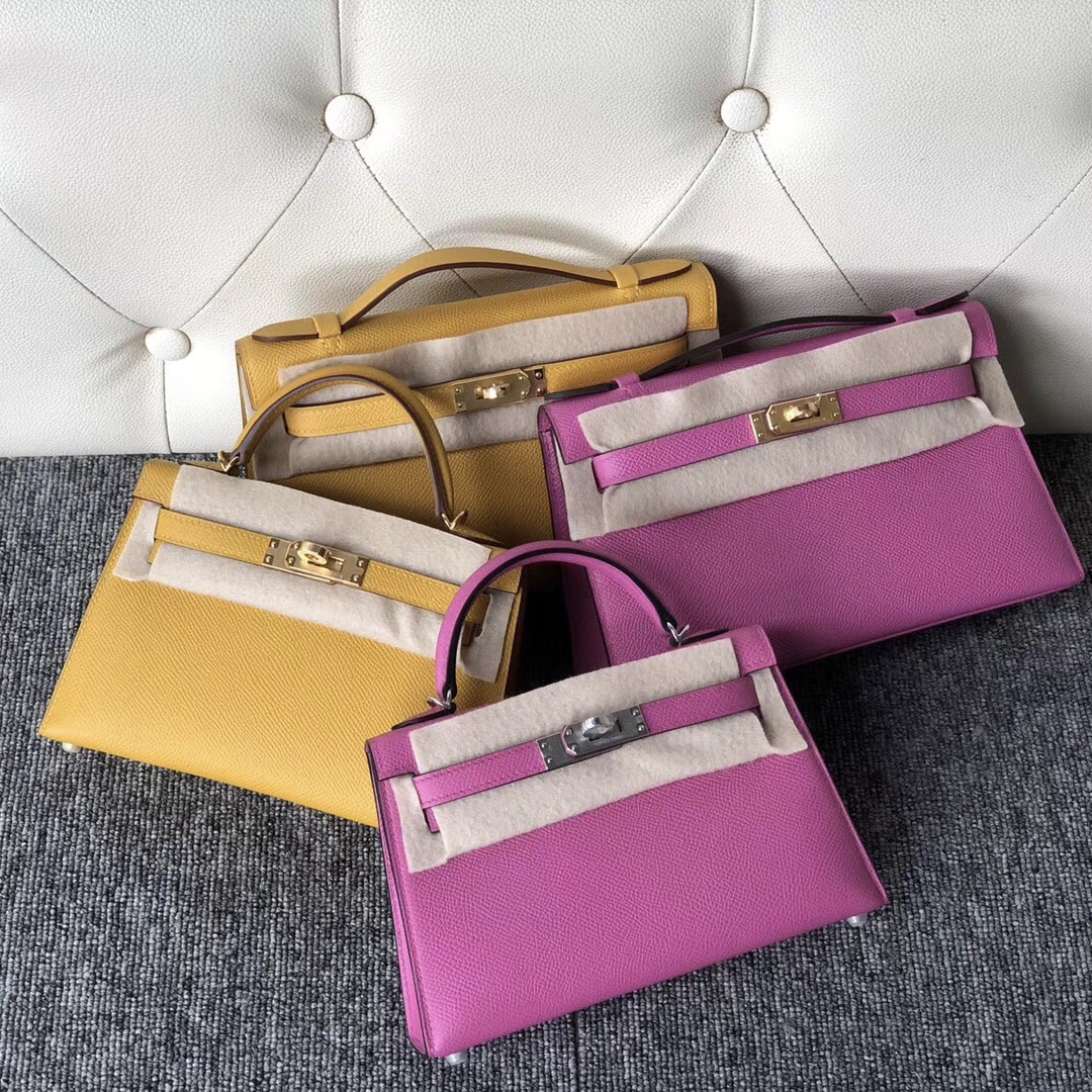 臺灣新北市Hermes Kelly Mini 2代 9D琥珀黃 9I玉蘭粉 CK10奶昔白 CK18大象灰